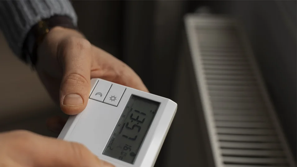 CALEFACCION Mano ajustando un radiador para un sistema de calefacción eficiente y personalizado en una vivienda.